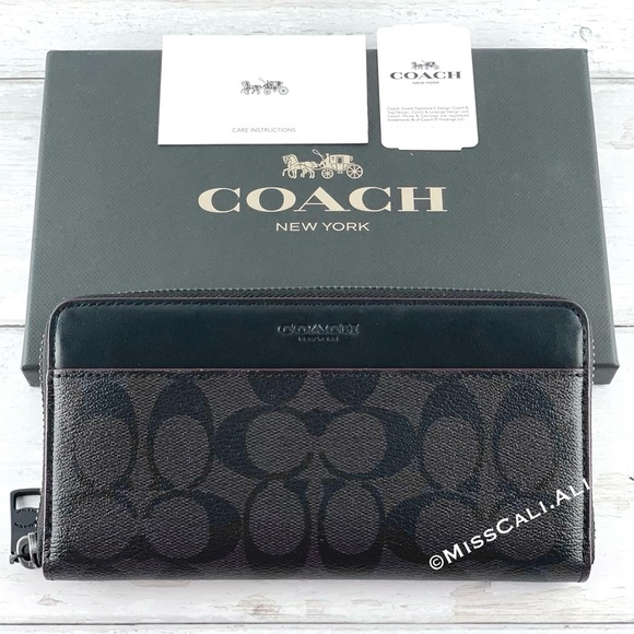 NWT COACH Signature Canvas Accordion Zip Wallet Men’s - Picture 1 of 13